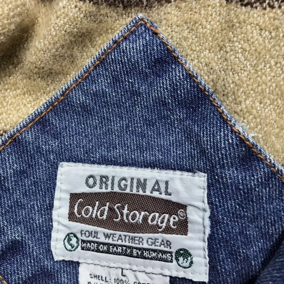 Cold Storage Mens Denim Blue Jean Lined Trucker Work Jacket Corduroy Size Large - Picture 9 of 11